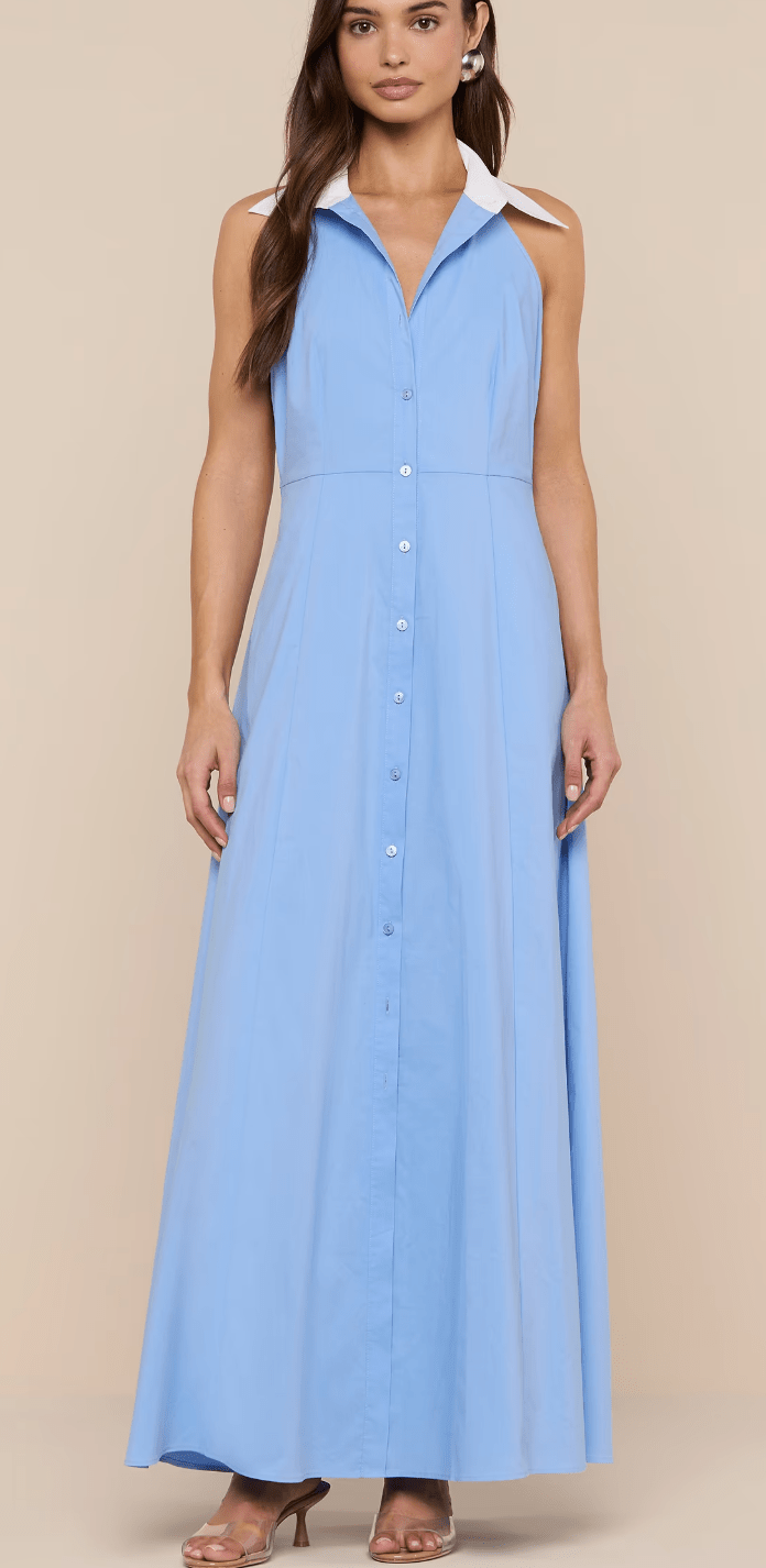 Vista Blue Maurie Halter Maxi Dress - Amor Lafayette