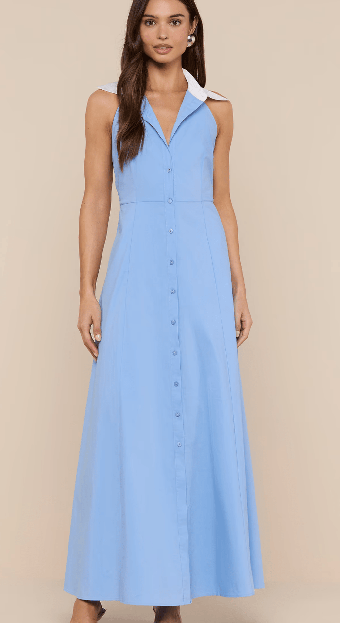 Vista Blue Maurie Halter Maxi Dress - Amor Lafayette