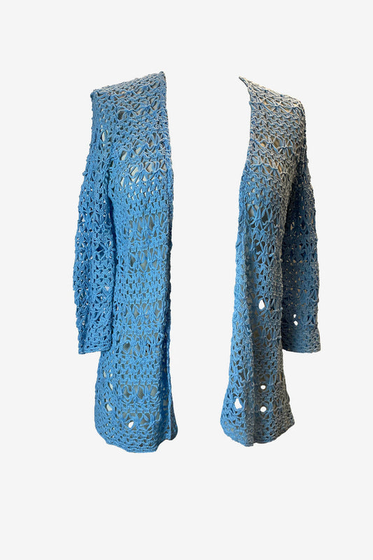 W. Lane Blue Crochet Cardigan image 0
