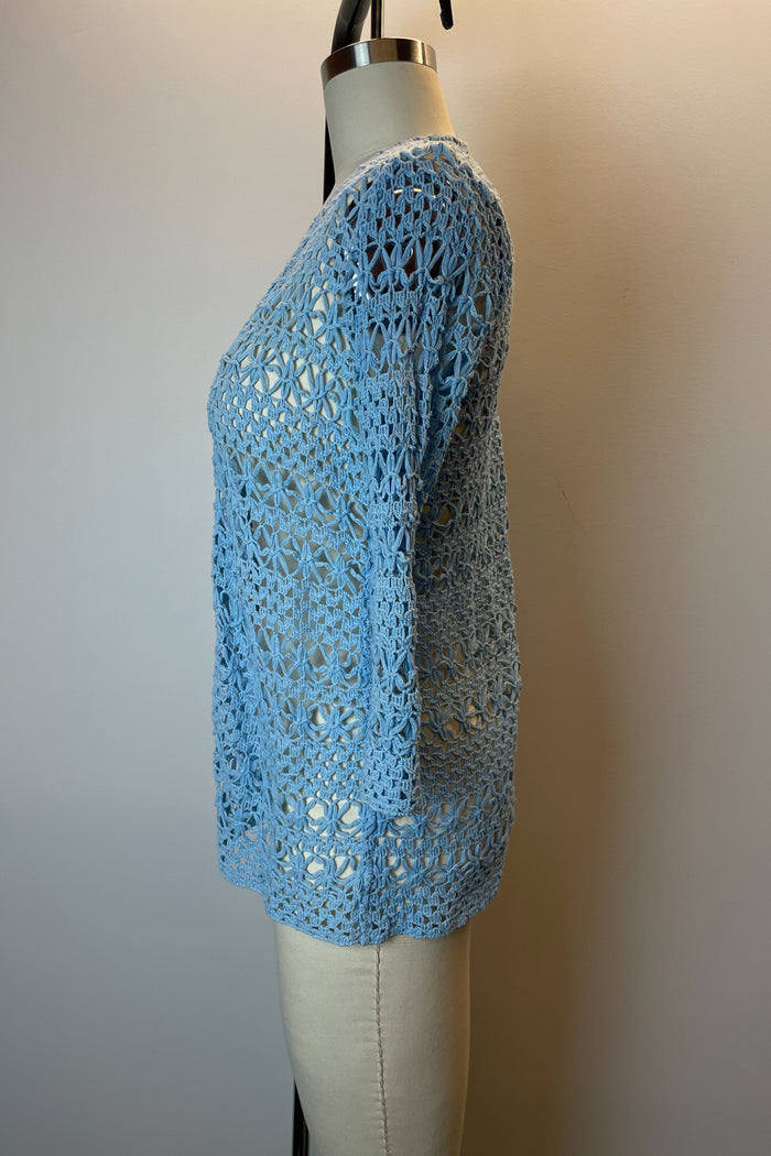 W. Lane Blue Crochet Cardigan image 1