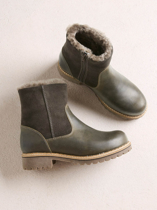 Water Resistant Sheepskin Lined Ankle Boots