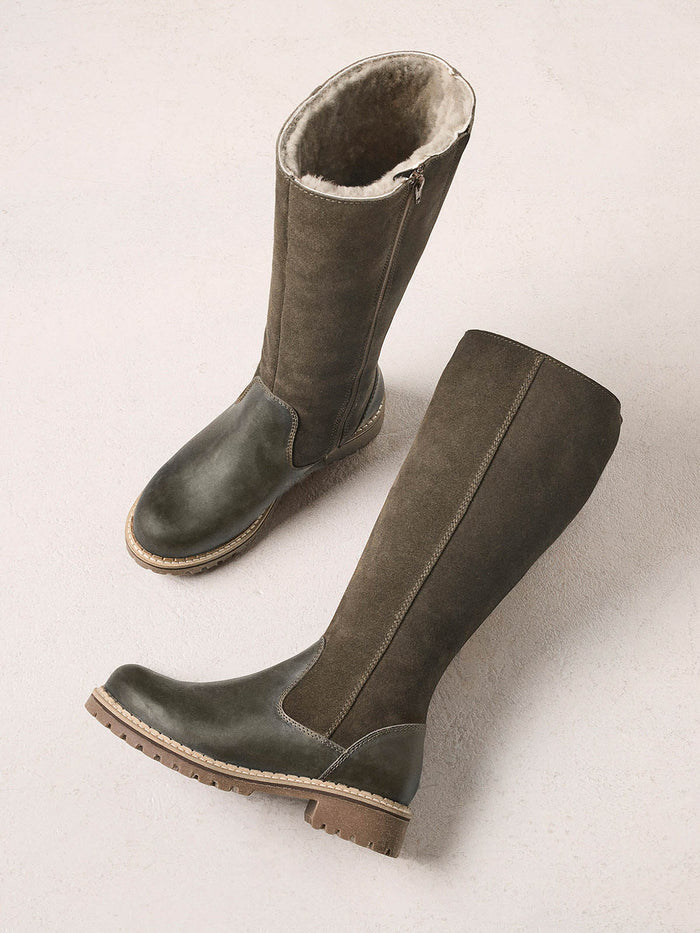 Water Resistant Sheepskin Lined Tall Boots