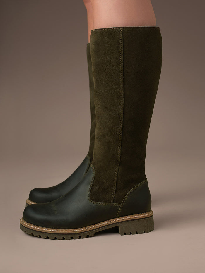 Water Resistant Sheepskin Lined Tall Boots