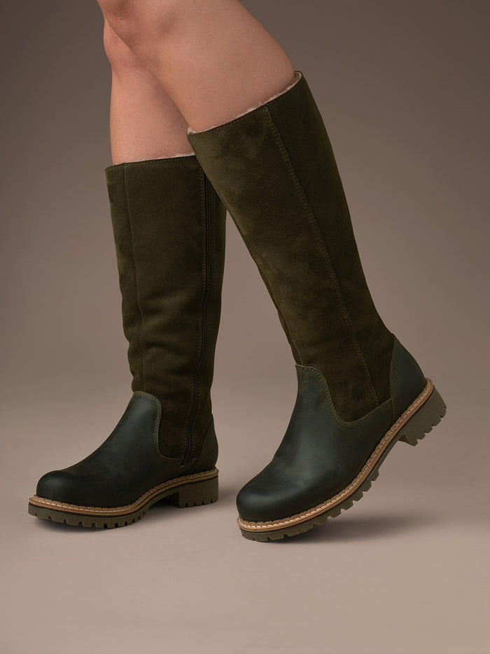 Water Resistant Sheepskin Lined Tall Boots