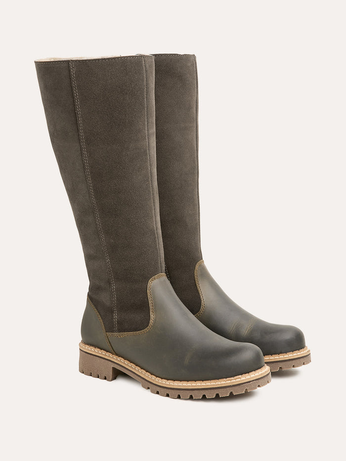 Water Resistant Sheepskin Lined Tall Boots