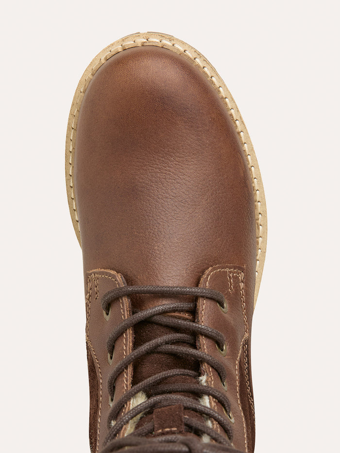 Waterproof Sheepskin Lined Lace-Up Ankle Boots