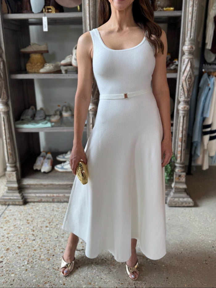 White Daisy Knit Maxi Dress - Amor Lafayette