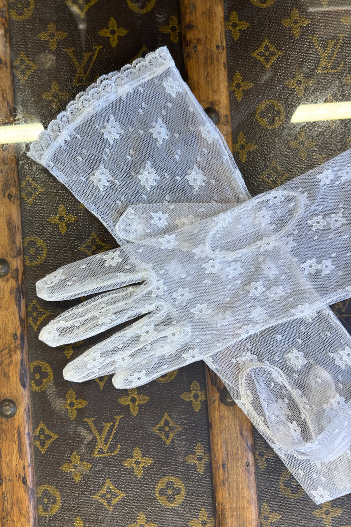 White Lace Long Gloves image 1