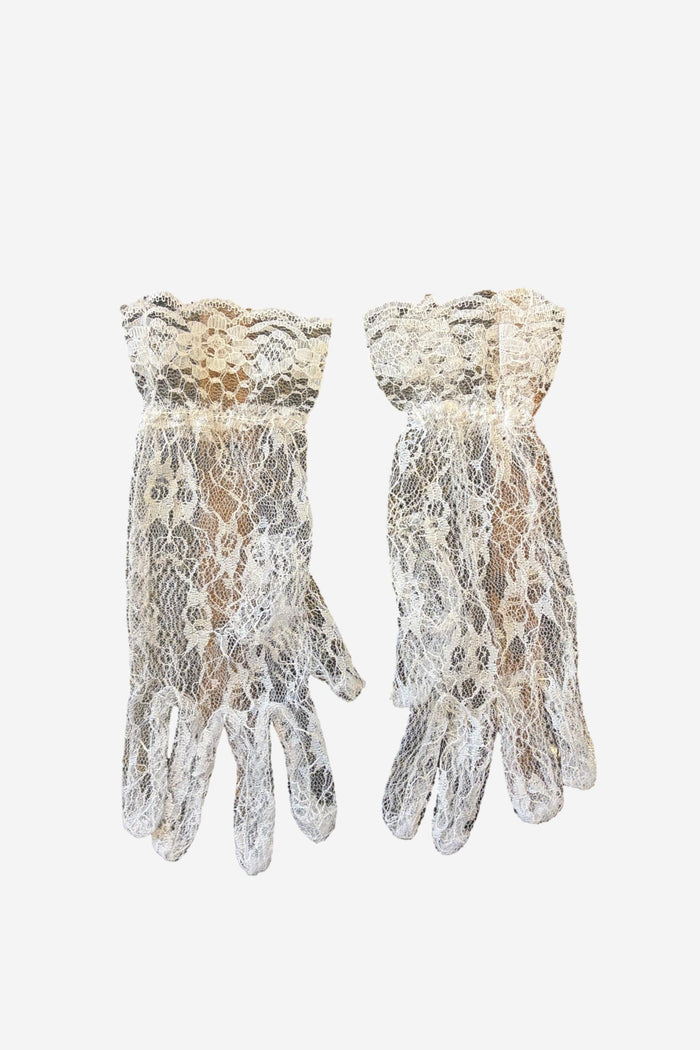 White Nylon Lace Gloves image 0