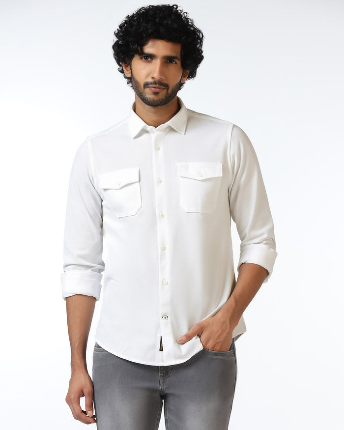 White Solid Shirt - Diaz