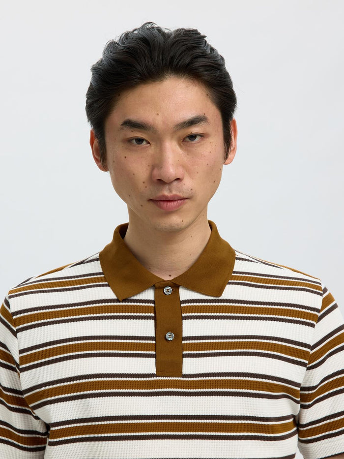 White Striped Knitted Polo
