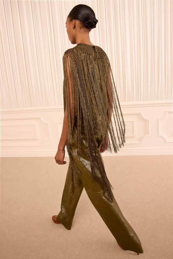 Willa Silk Fringe Top - Malachite