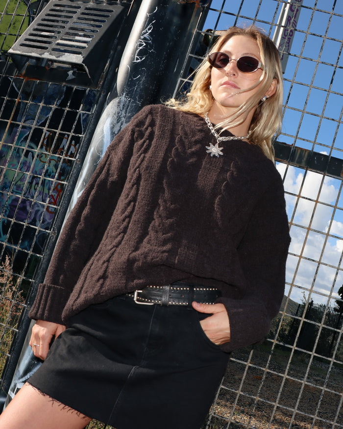 Womens Cable Cover Crew Neck