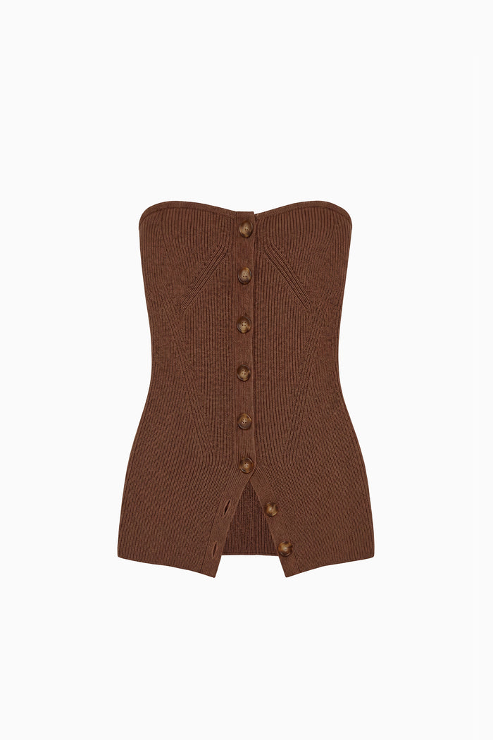 Yanni Strapless Knit Top - Clove