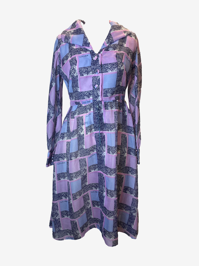 Zandra Rhodes Purple Collared Midi Dress image 0