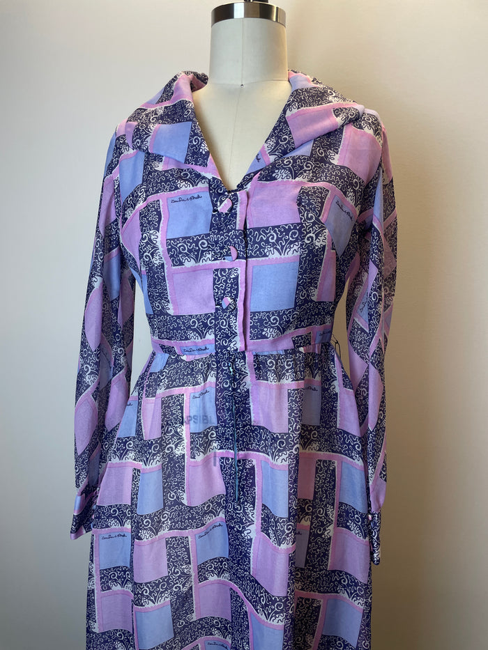 Zandra Rhodes Purple Collared Midi Dress image 3