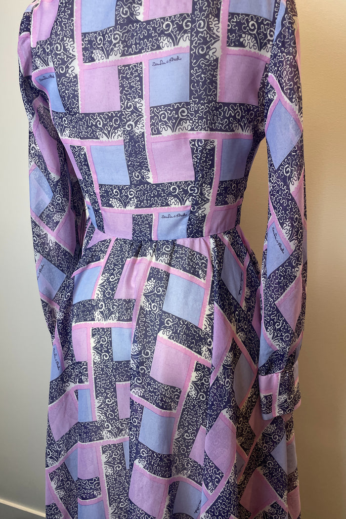 Zandra Rhodes Purple Collared Midi Dress image 4
