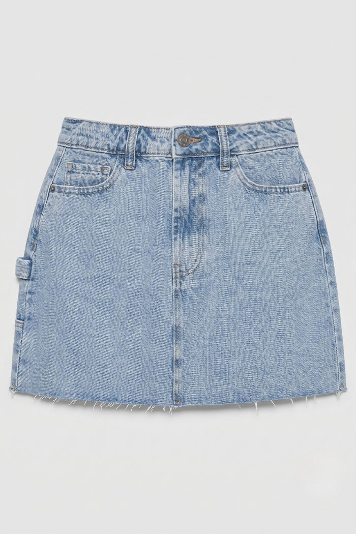 Zara Carpenter Denim Miniskirt - Light Blue