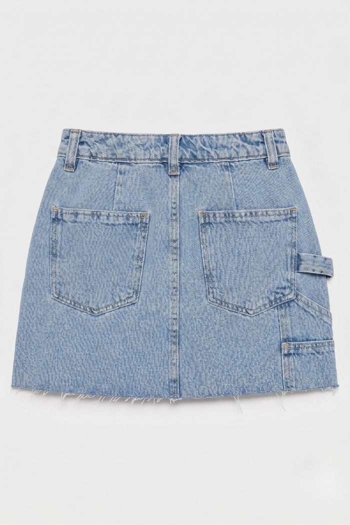 Zara Carpenter Denim Miniskirt - Light Blue