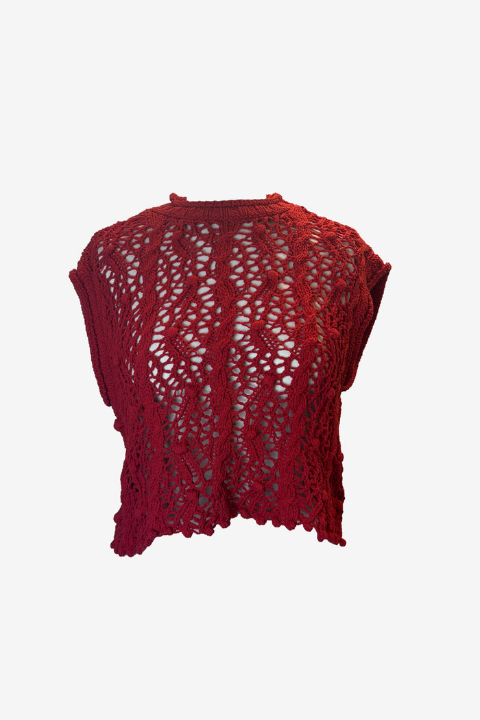 Zara Red Crochet Backless Top image 0