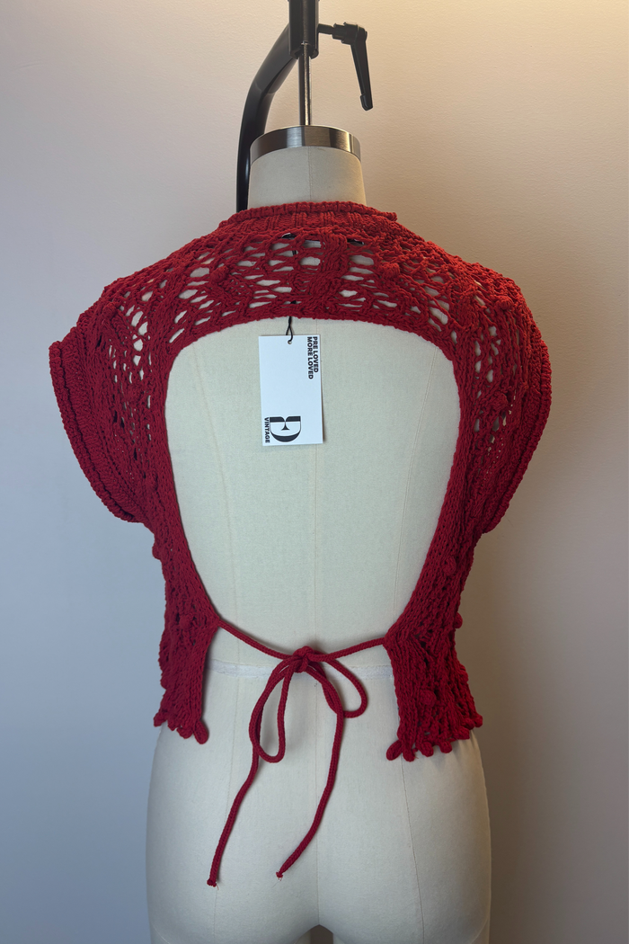 Zara Red Crochet Backless Top image 1