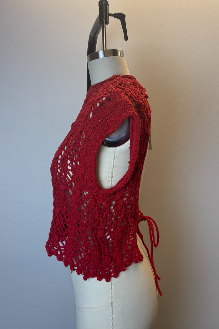 Zara Red Crochet Backless Top image 2